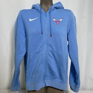 Chicago Bulls NBA Nike City Edition Blue Full Zip Fleece Hoodie Women's LARGE
